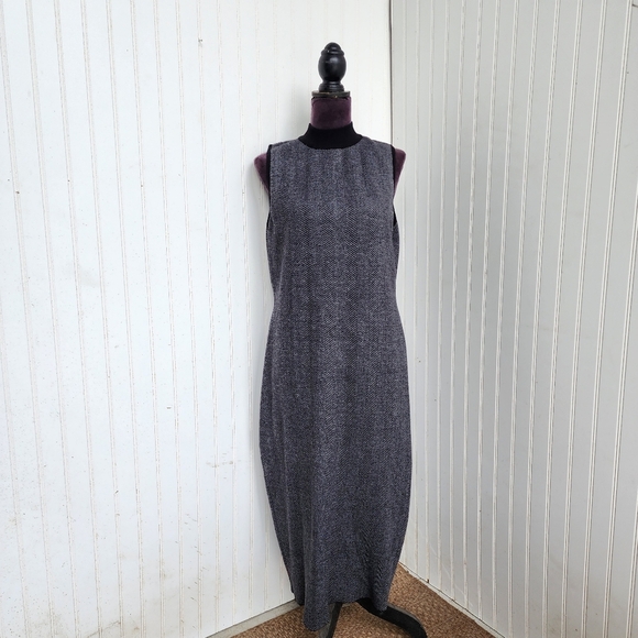 Express Grey Black Knit Mock Neck Sleeveless Sheath Dress Women's Size XLarge XL - Picture 1 of 14